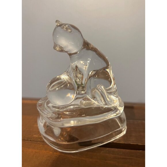 Vintage Avon Crystal‎ Cats Collection 24% Lead Crystal Set of 2 W Ball In Basket - Picture 4 of 12